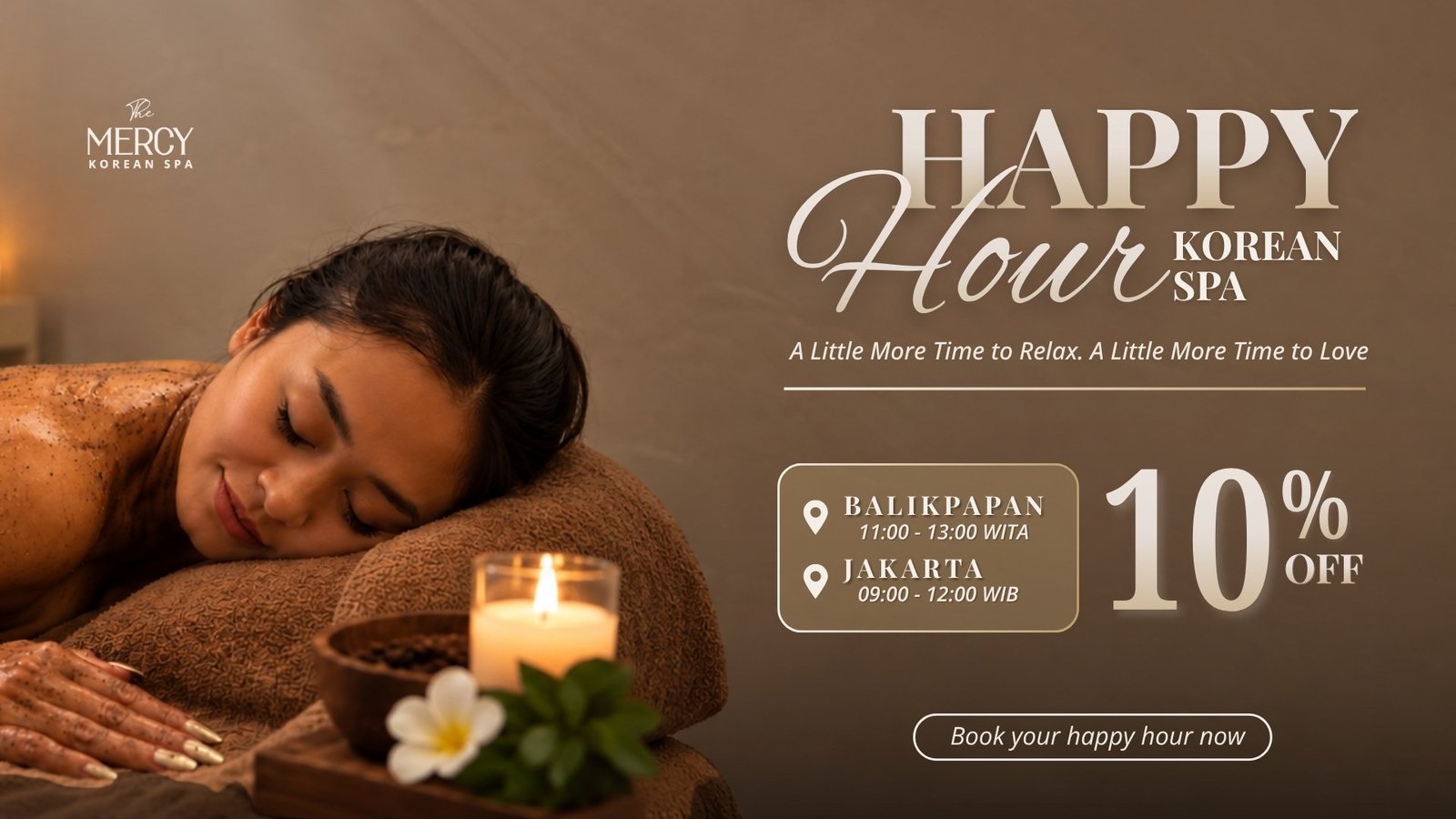 Promo Happy Hour Korean Spa diskon 10 persen di The Mercy Clinic untuk relaksasi tubuh dan perawatan kulit